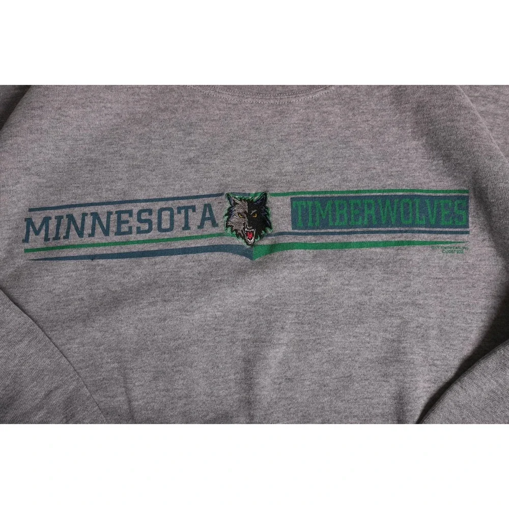 Vintage Nutmeg Mills Minnesota Timberwolves Sweatshirt Gray NBA Crewneck USA L
